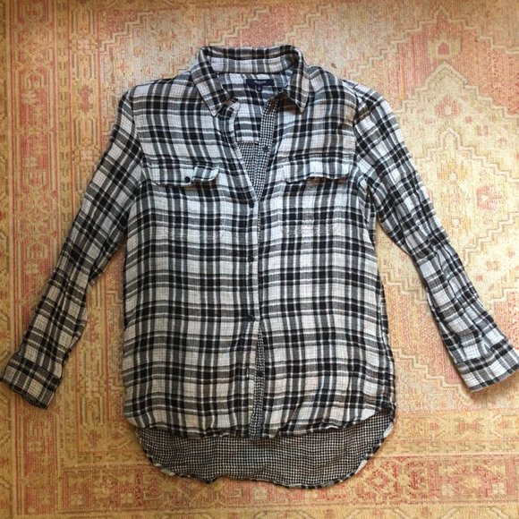 Madewell Tops - Madewell Black and White Flannel
